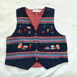 Vintage teacher embroidered vest
